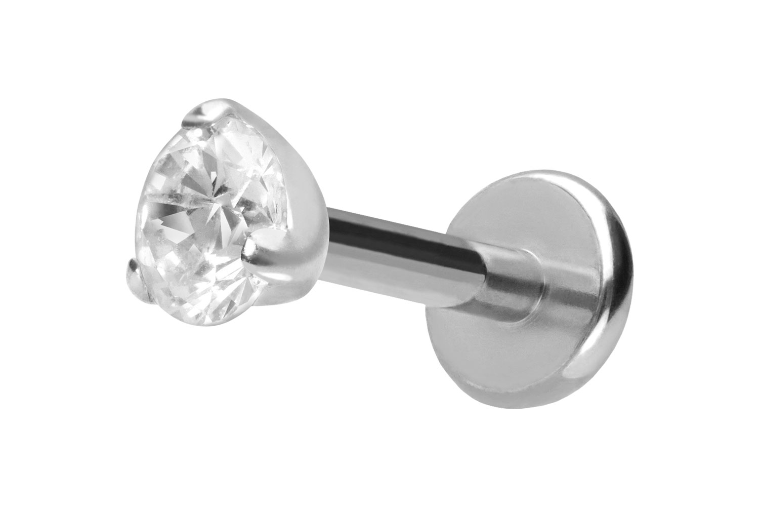 Titan Labret Piercing mit Push Fit EINGEFASSTER KRISTALL